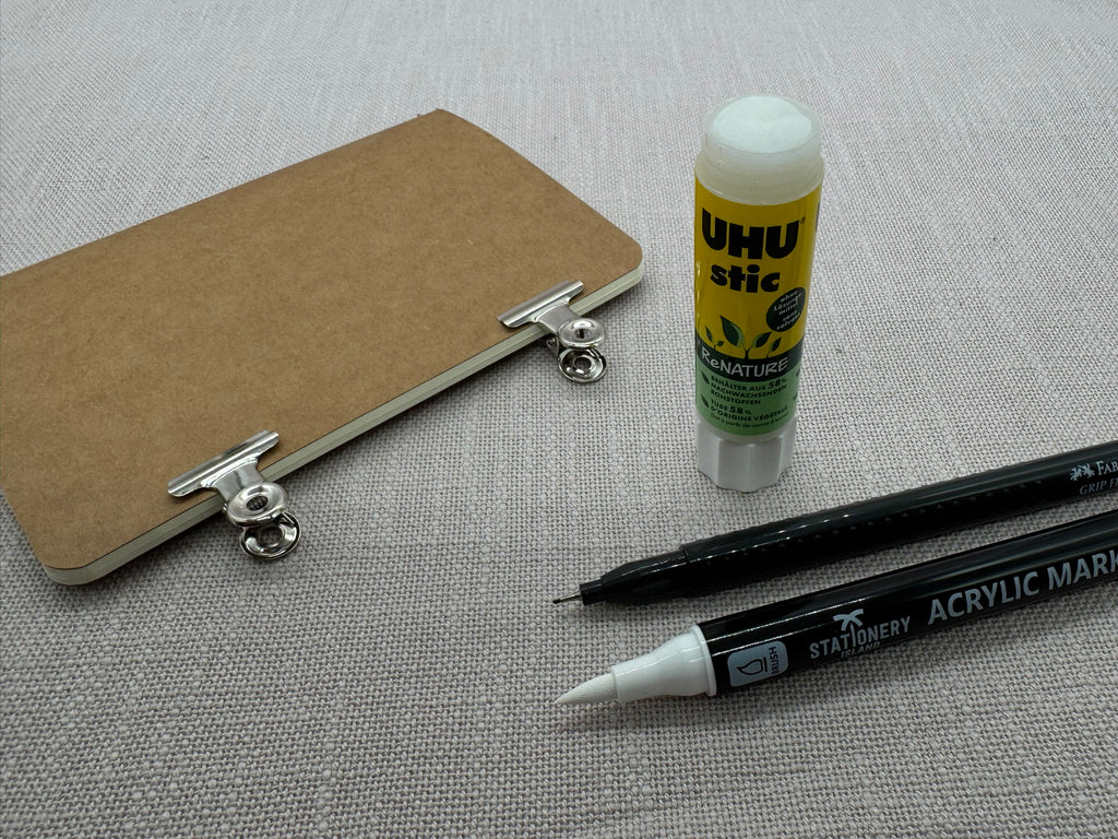 Stationary: Notebook, Glue Stick, Fineliner, Brush Pen