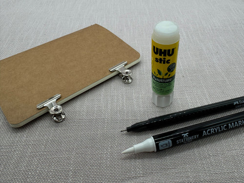 Stationary: Notebook, Glue Stick, Fineliner, Brush Pen