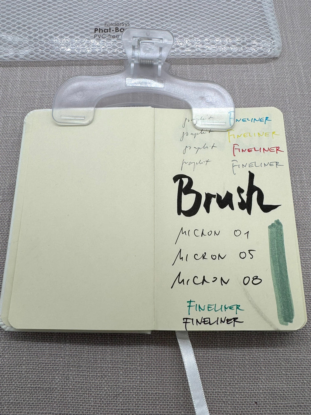 diverse Stifte getestet auf 140 g Papier: Brush Pen Fineliner Bleistift Test