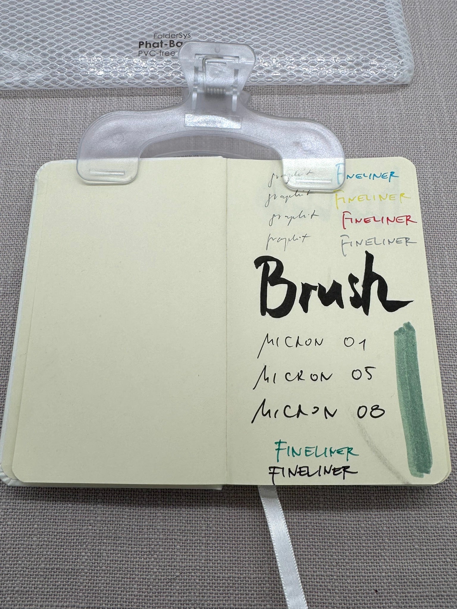 diverse Stifte getestet auf 140 g Papier: Brush Pen Fineliner Bleistift Test
